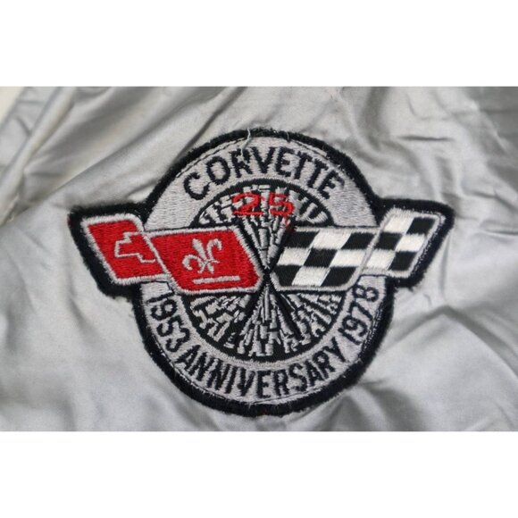 Vintage 90s Corvette Bomber Jacket Women’s S Silver Comda Sportswear Satin - Picture 5 of 11